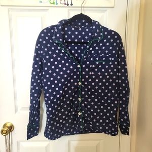 J Crew Navy Polka Dot Pajama Set